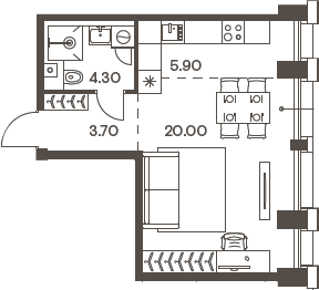 Планировка — INJOY, Студия, 34 м²