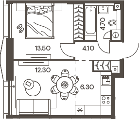 Планировка — INJOY, 2-комн., 41 м²