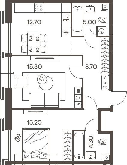 Планировка — INJOY, 2-комн., 61 м²