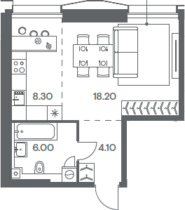 Планировка — INJOY, Студия, 37 м²