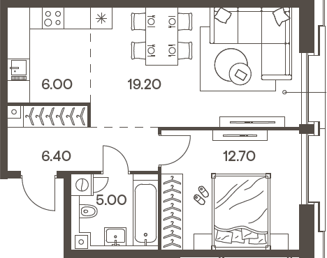 Планировка — INJOY, 2-комн., 49 м²