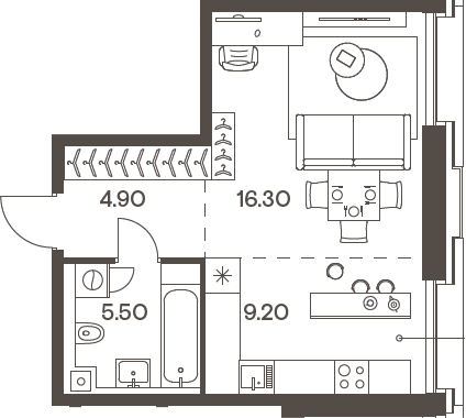 Планировка — INJOY, Студия, 36 м²