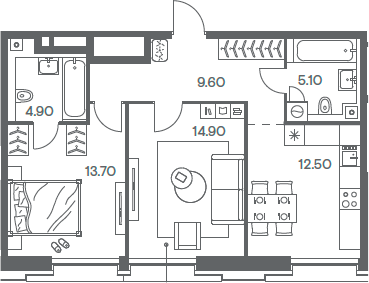 Планировка — INJOY, 2-комн., 61 м²