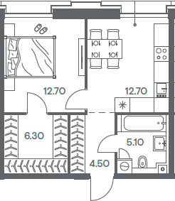 Планировка — INJOY, 1-комн., 41 м²