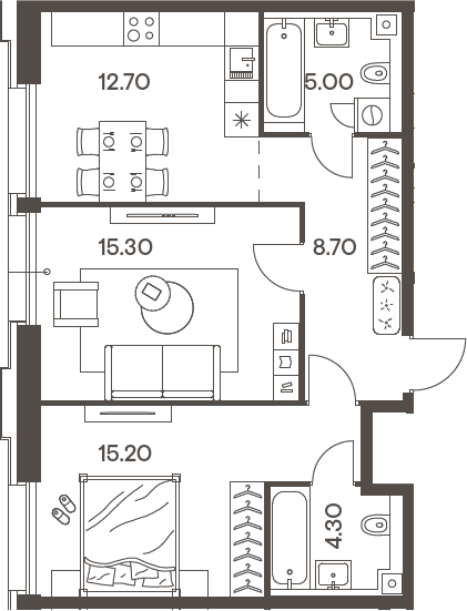 Планировка — INJOY, 2-комн., 61 м²