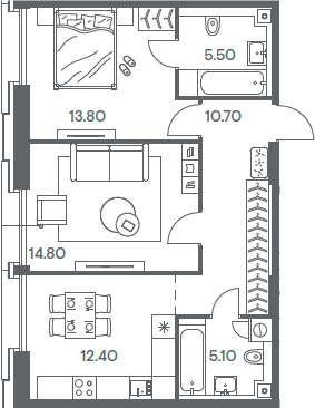 Планировка — INJOY, 2-комн., 62 м²