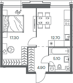 Планировка — INJOY, 1-комн., 40 м²