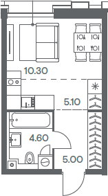 Планировка — INJOY, Студия, 25 м²