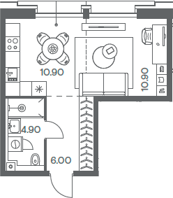Планировка — INJOY, Студия, 33 м²