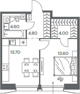 Планировка — INJOY, 1-комн., 41 м²