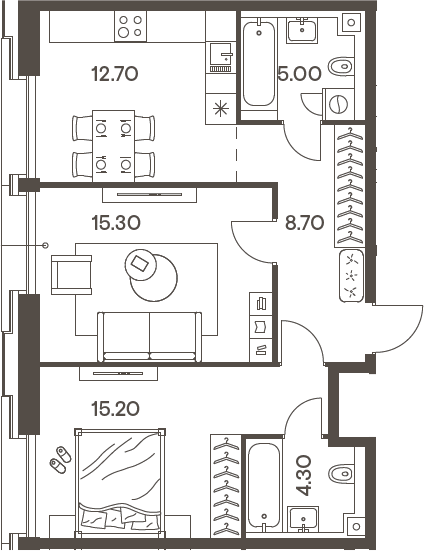 Планировка — INJOY, 2-комн., 61 м²