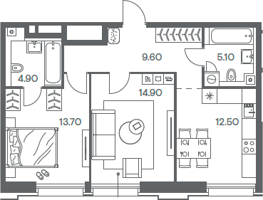 Планировка — INJOY, 2-комн., 61 м²