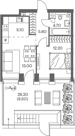 Планировка — INJOY, 2-комн., 41 м²