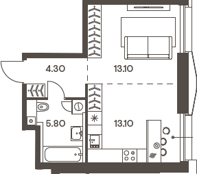 Планировка — INJOY, Студия, 36 м²