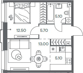 Планировка — INJOY, 2-комн., 41 м²