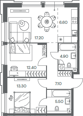 Планировка — INJOY, 3-комн., 67 м²