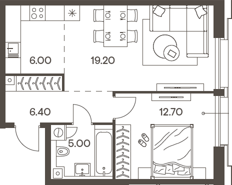 Планировка — INJOY, 2-комн., 49 м²