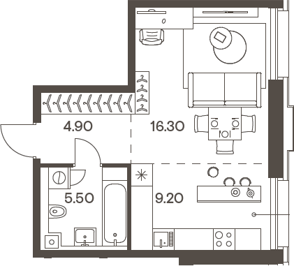 Планировка — INJOY, Студия, 36 м²
