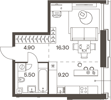 Планировка — INJOY, Студия, 36 м²