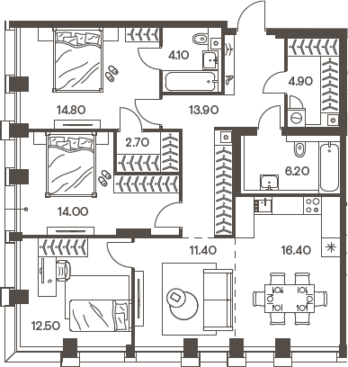 Планировка — INJOY, 4-комн., 101 м²