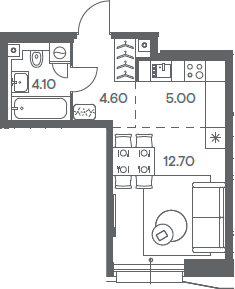 Планировка — INJOY, Студия, 26 м²