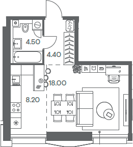 Планировка — INJOY, Студия, 35 м²