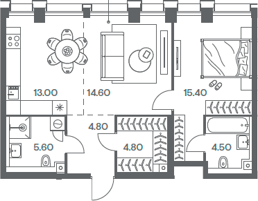 Планировка — INJOY, 2-комн., 63 м²