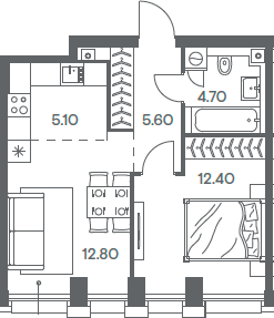 Планировка — INJOY, 2-комн., 41 м²