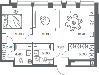 Планировка — INJOY, 2-комн., 61 м²