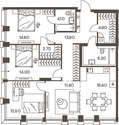 Планировка — INJOY, 4-комн., 101 м²