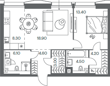 Планировка — INJOY, 2-комн., 63 м²