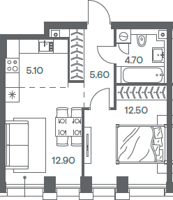Планировка — INJOY, 2-комн., 41 м²