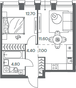 Планировка — INJOY, 2-комн., 41 м²