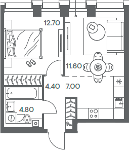 Планировка — INJOY, 2-комн., 41 м²
