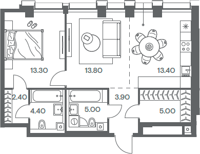 Планировка — INJOY, 2-комн., 61 м²