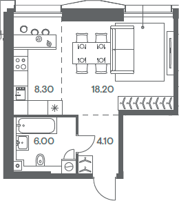 Планировка — INJOY, Студия, 37 м²