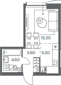 Планировка — INJOY, Студия, 26 м²