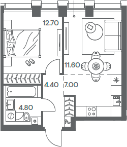 Планировка — INJOY, 2-комн., 41 м²