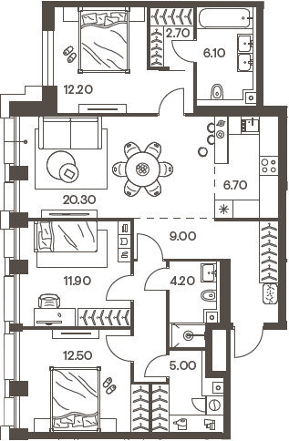 Планировка — INJOY, 4-комн., 95 м²