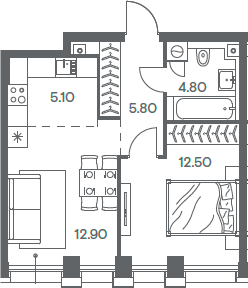 Планировка — INJOY, 2-комн., 41 м²