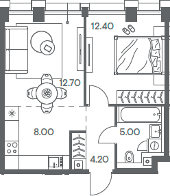 Планировка — INJOY, 2-комн., 42 м²
