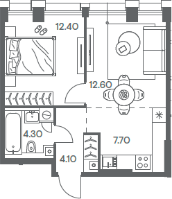 Планировка — INJOY, 2-комн., 41 м²