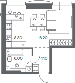 Планировка — INJOY, Студия, 37 м²