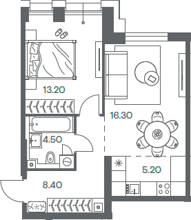 Планировка — INJOY, 2-комн., 48 м²