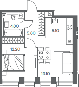 Планировка — INJOY, 2-комн., 41 м²