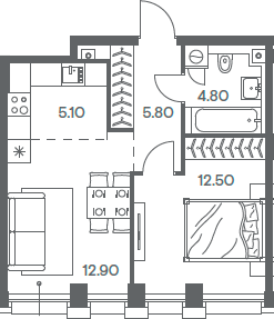 Планировка — INJOY, 2-комн., 41 м²