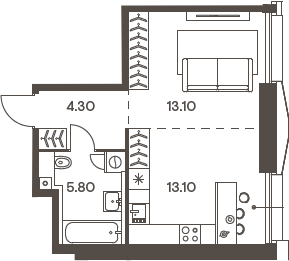 Планировка — INJOY, Студия, 36 м²