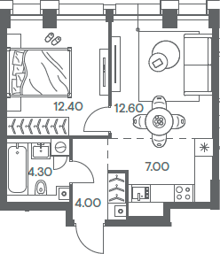 Планировка — INJOY, 2-комн., 40 м²