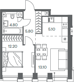 Планировка — INJOY, 2-комн., 41 м²