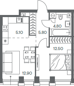 Планировка — INJOY, 2-комн., 41 м²